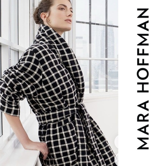 Mara Hoffman WILLA Jacket Windowpane Black White L - Picture 9 of 15